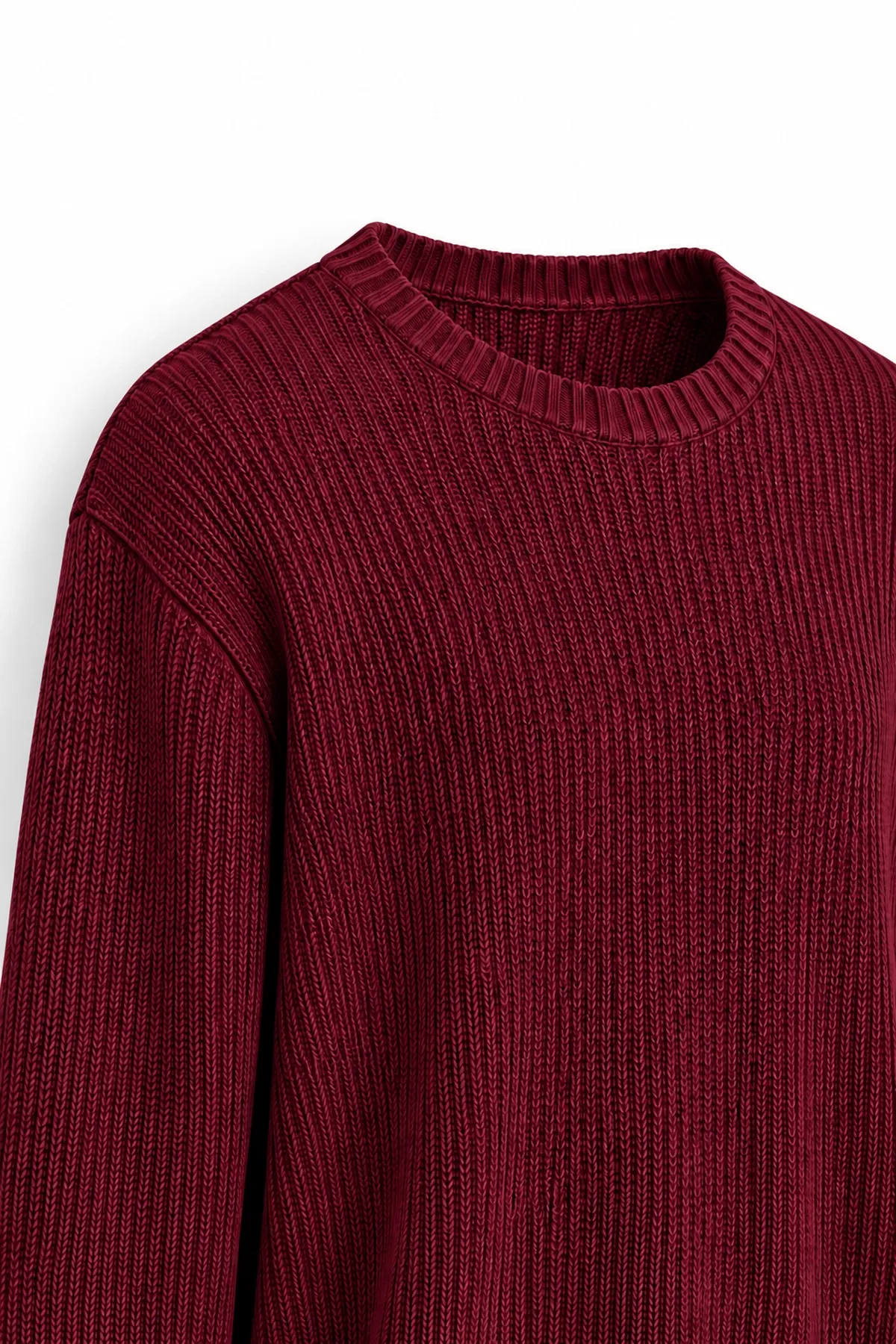 Vincent - Bordo - Boxy Fit Bisiklet Yaka - Erkek Kazak