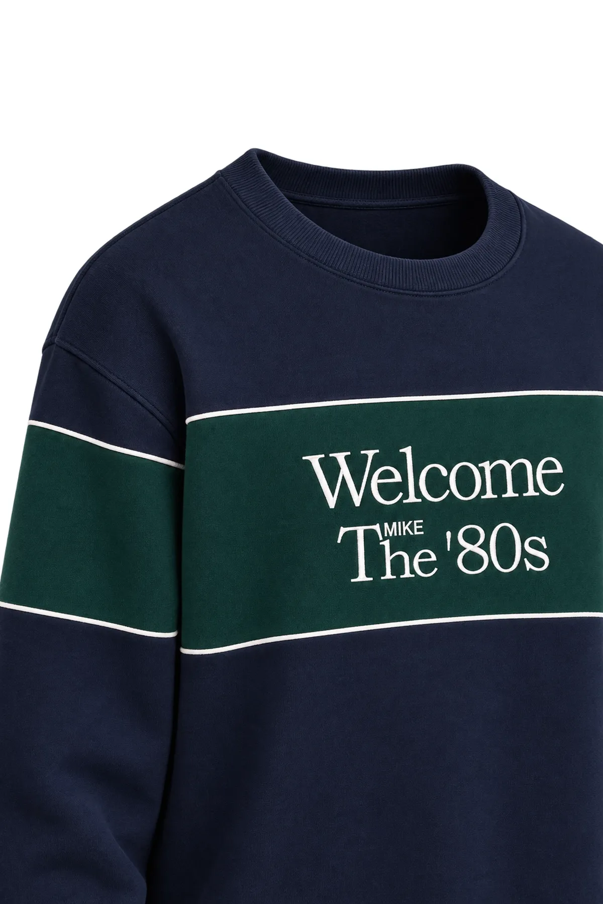Eight Zero - Lacivert - Boxy Fit Bisiklet Yaka - Pamuklu Erkek Sweatshirt
