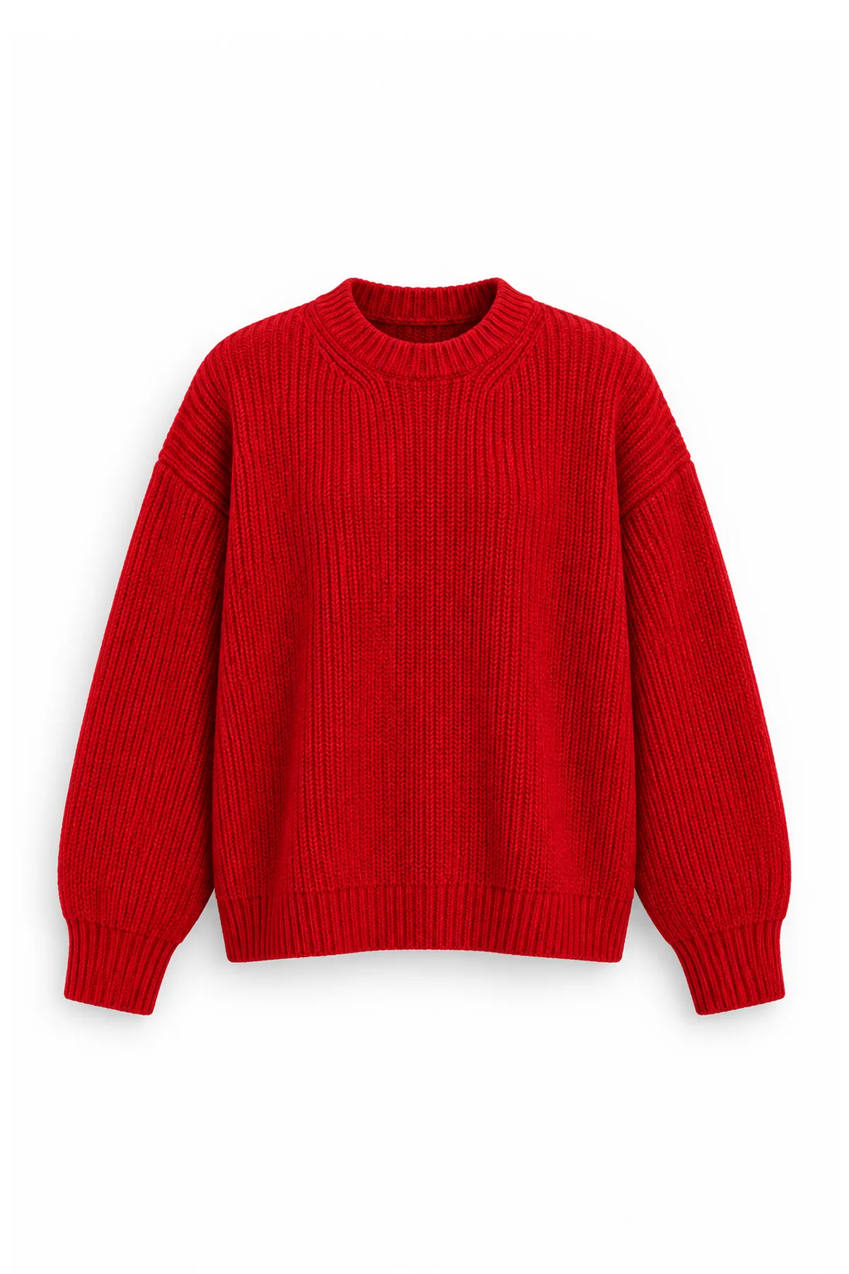 Lars - Kırmızı - Bisiklet Yaka - Oversize Fit - Pamuklu Erkek Kazak