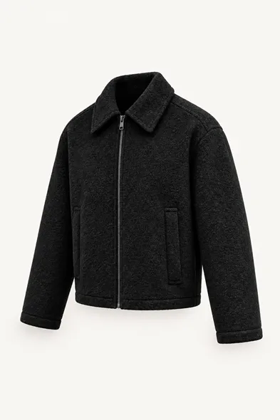 Kelly - Siyah - Kaşe Crop - Erkek Ceket