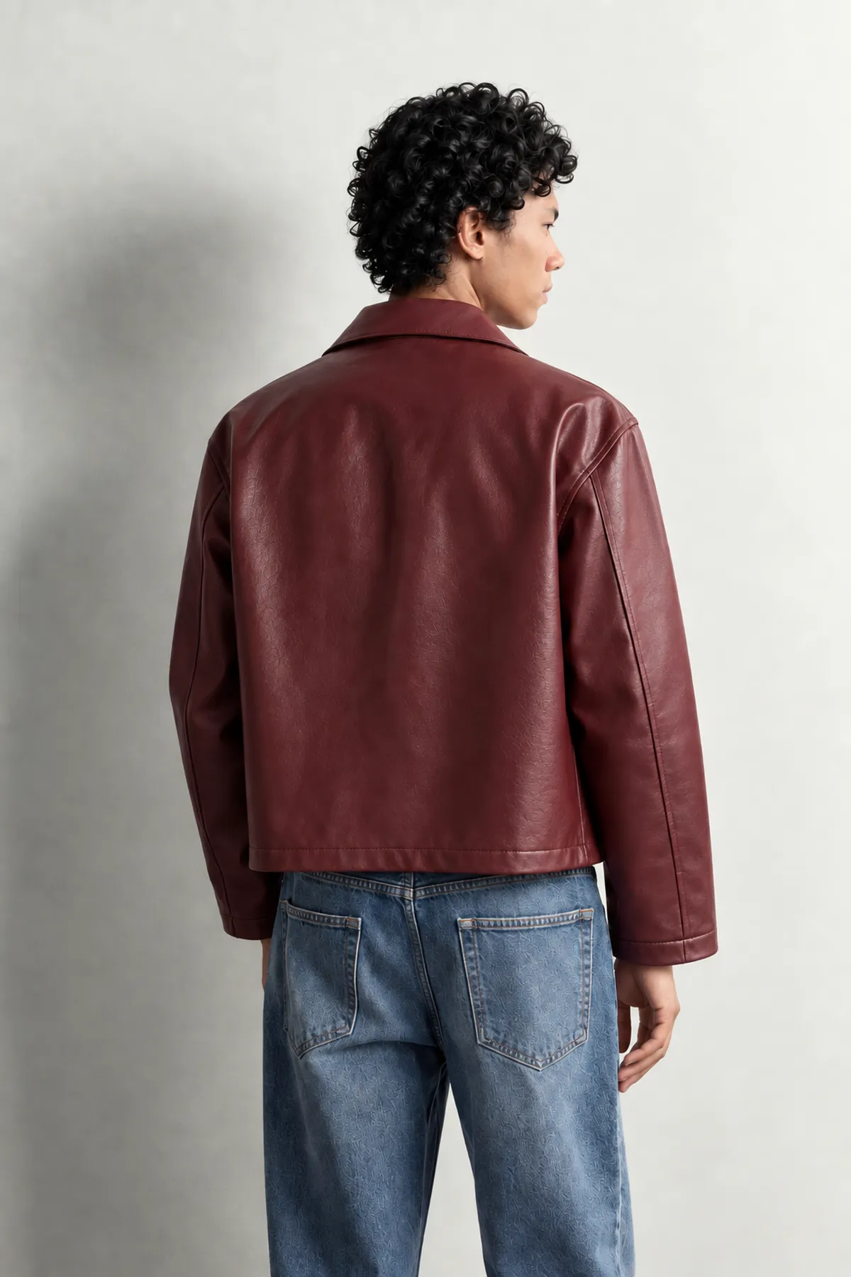 Derek - Bordo - Crop - Erkek Deri Ceket