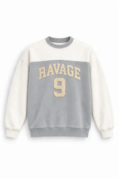 Nine Ravage - Açık Gri - Oversize Fit - Erkek Sweatshirt