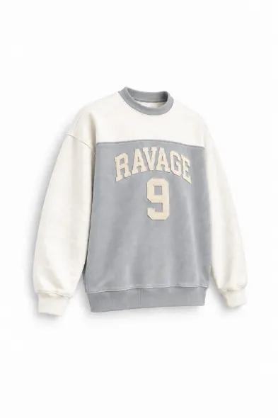 Nine Ravage - Açık Gri - Oversize Fit - Erkek Sweatshirt