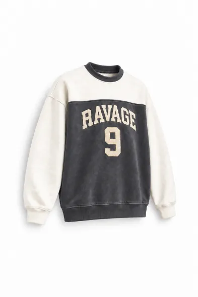 Nine Ravage - Antrasit - Oversize Fit - Erkek Sweatshirt