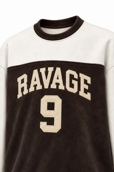 Nine Ravage - Kahverengi - Oversize Fit - Erkek Sweatshirt