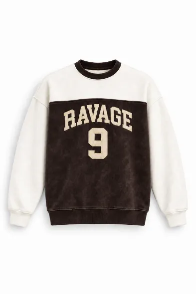 Nine Ravage - Kahverengi - Oversize Fit - Erkek Sweatshirt