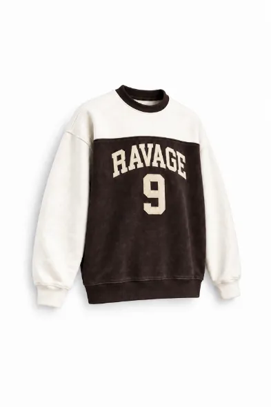Nine Ravage - Kahverengi - Oversize Fit - Erkek Sweatshirt