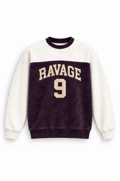 Nine Ravage - Mürdüm - Oversize Fit - Erkek Sweatshirt