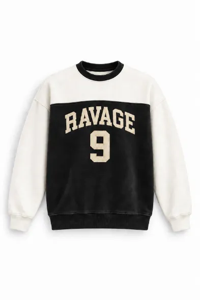 Nine Ravage - Siyah - Oversize Fit - Erkek Sweatshirt