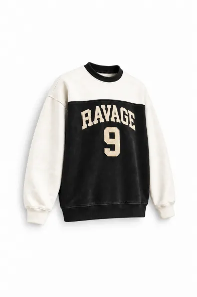 Nine Ravage - Siyah - Oversize Fit - Erkek Sweatshirt