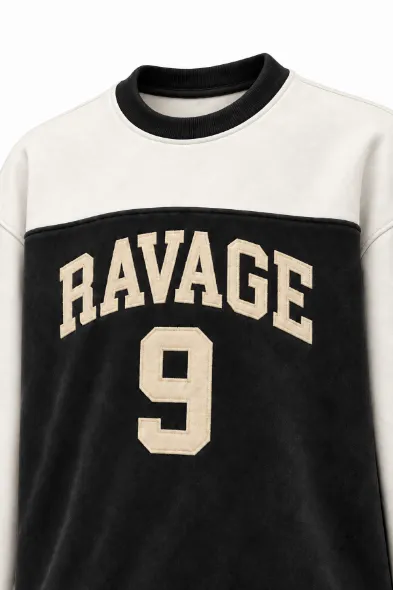 Nine Ravage - Siyah - Oversize Fit - Erkek Sweatshirt