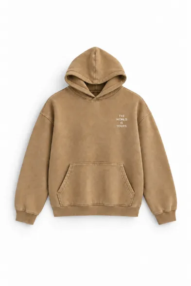 Clive - Taba - Oversize Fit - Kapüşonlu Erkek Sweatshirt