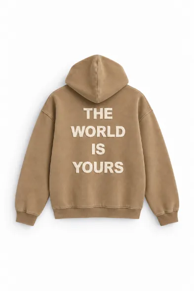 Clive - Taba - Oversize Fit - Kapüşonlu Erkek Sweatshirt