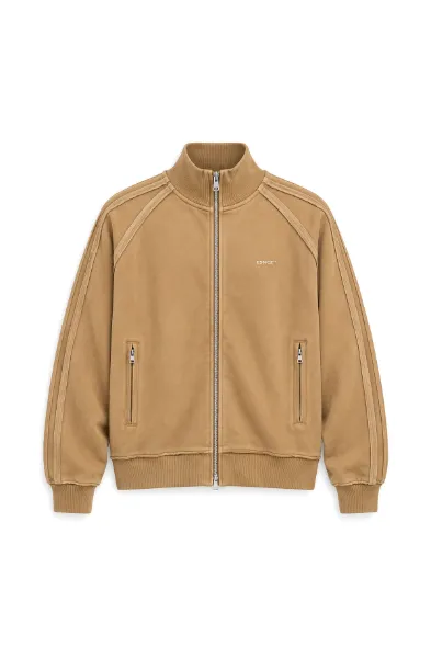 Floyd - Taba - Oversize Fit - Fermuarlı Erkek Ceket ve Erkek Eşofman Takımı