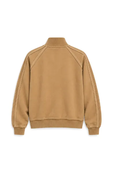 Floyd - Taba - Oversize Fit - Fermuarlı Erkek Ceket ve Erkek Eşofman Takımı
