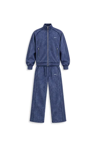 Floyd - Lacivert - Oversize Fit - Fermuarlı Erkek Ceket ve Erkek Eşofman Takımı