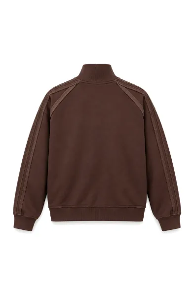 Floyd - Kahverengi - Oversize Fit - Fermuarlı Erkek Ceket ve Erkek Eşofman Takımı