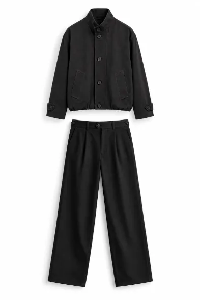 Vino - Siyah - Oversize Fit Erkek Ceket - Spor Klasik Erkek Pantolon Kombini