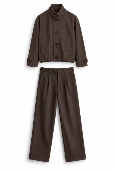 Vino - Kahverengi - Oversize Fit Erkek Ceket - Spor Klasik Erkek Pantolon Kombini