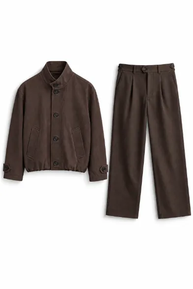 Vino - Kahverengi - Oversize Fit Erkek Ceket - Spor Klasik Erkek Pantolon Kombini