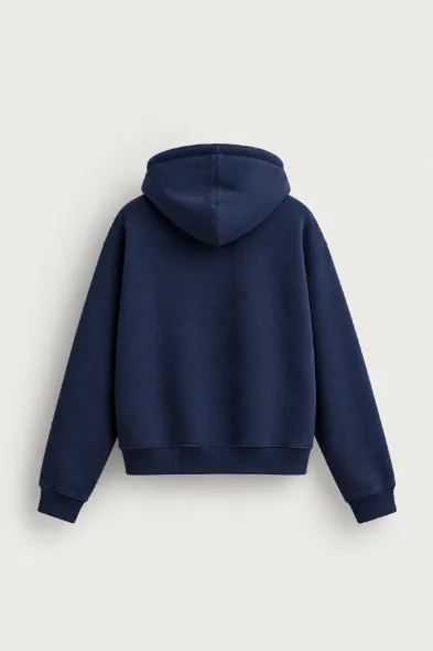 Hawkins - Lacivert - Boxy Fit - Çift Fermuarlı Kapüşonlu - Erkek Sweatshirt
