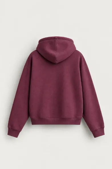 Hawkins - Bordo - Boxy Fit - Çift Fermuarlı Kapüşonlu - Erkek Sweatshirt