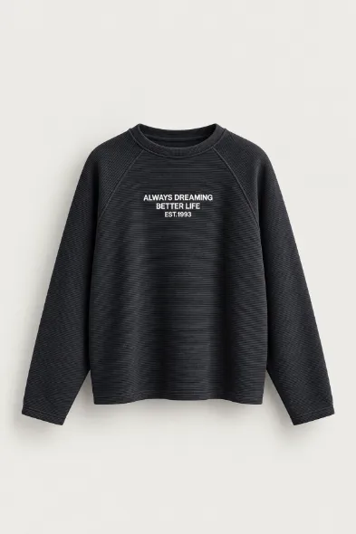 Dreaming - Siyah - Boxy Fit - Erkek Sweatshirt