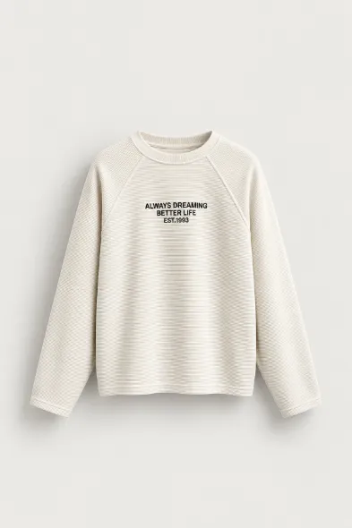 Dreaming - Beyaz - Boxy Fit - Erkek Sweatshirt