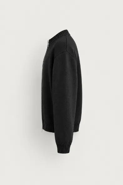 Corbin - Siyah - Boxy Fit - Çift Fermuarlı - Erkek Kazak