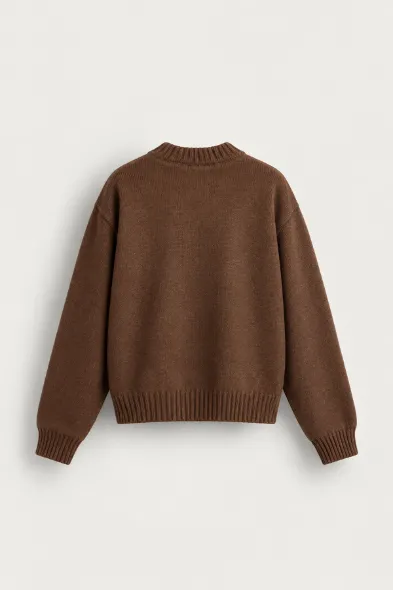 Corbin - Kahverengi - Boxy Fit - Çift Fermuarlı - Erkek Kazak