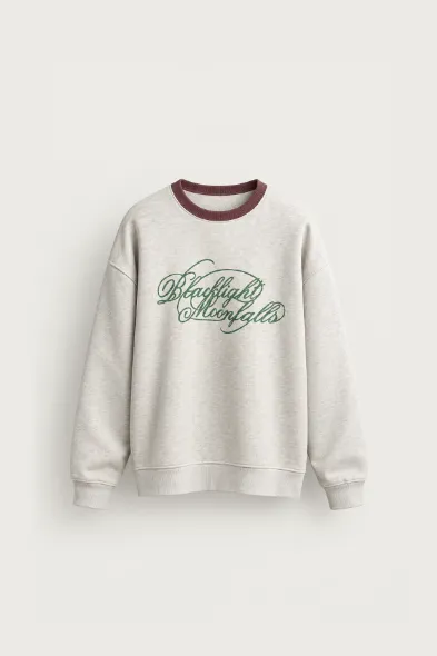 Blacklight - Açık Gri - Uzun Kollu Erkek Sweatshirt