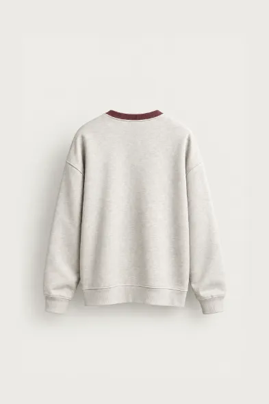 Blacklight - Açık Gri - Uzun Kollu Erkek Sweatshirt