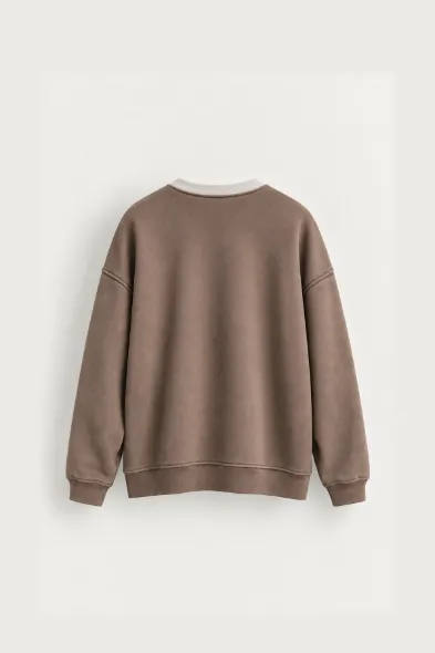 Blacklight - Kahverengi - Uzun Kollu Erkek Sweatshirt