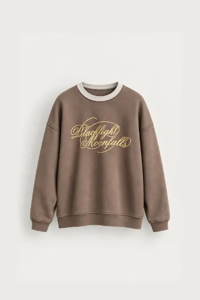 Blacklight - Kahverengi - Uzun Kollu Erkek Sweatshirt
