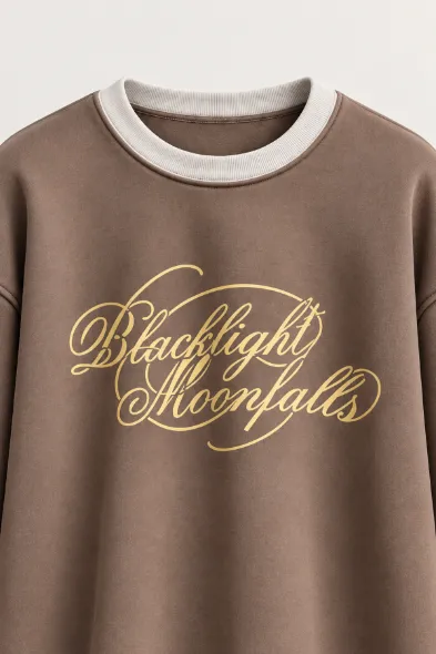 Blacklight - Kahverengi - Uzun Kollu Erkek Sweatshirt