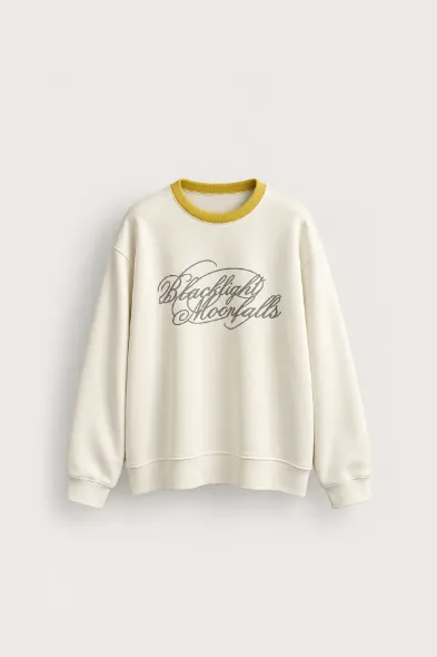 Blacklight - Beyaz - Uzun Kollu Erkek Sweatshirt