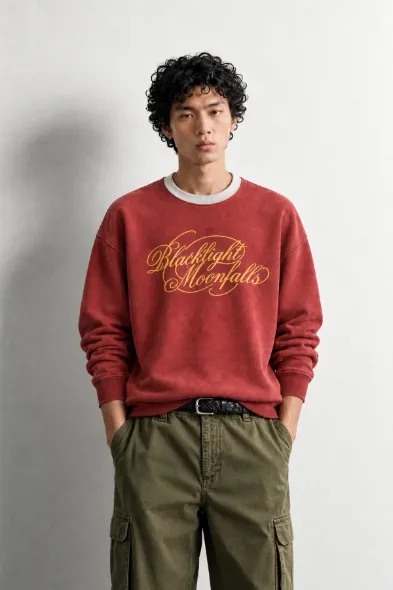 Blacklight - Bordo - Uzun Kollu Erkek Sweatshirt