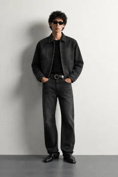 Hardy - Siyah - Lüks Street Crop - %100 Pamuk Denim - Erkek Kot Ceket