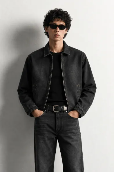 Hardy - Siyah - Lüks Street Crop - %100 Pamuk Denim - Erkek Kot Ceket