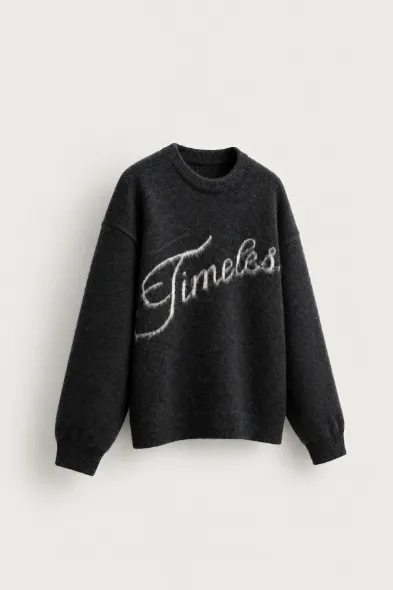 Timeless - Siyah - Oversize Fit - Erkek Kazak