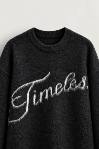 Timeless - Siyah - Oversize Fit - Erkek Kazak