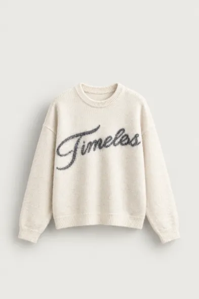 Timeless - Ekru - Oversize Fit - Erkek Kazak