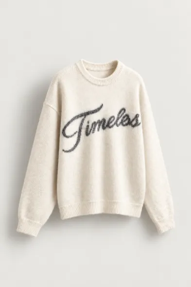 Timeless - Ekru - Oversize Fit - Erkek Kazak