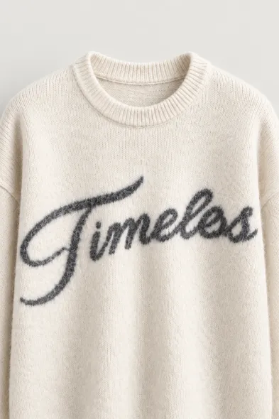 Timeless - Ekru - Oversize Fit - Erkek Kazak