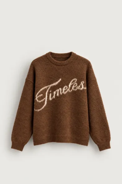 Timeless - Kahverengi - Oversize Fit - Erkek Kazak