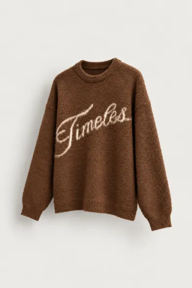 Timeless - Kahverengi - Oversize Fit - Erkek Kazak