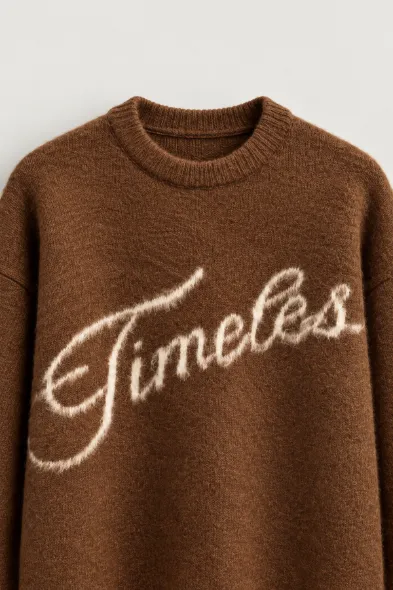 Timeless - Kahverengi - Oversize Fit - Erkek Kazak