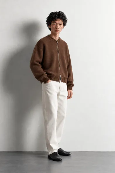 Corbin - Kahverengi - Boxy Fit - Çift Fermuarlı - Erkek Kazak