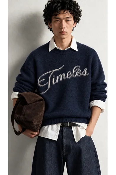 Timeless - Lacivert - Oversize Fit - Erkek Kazak
