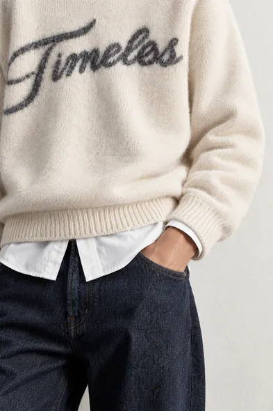 Timeless - Ekru - Oversize Fit - Erkek Kazak